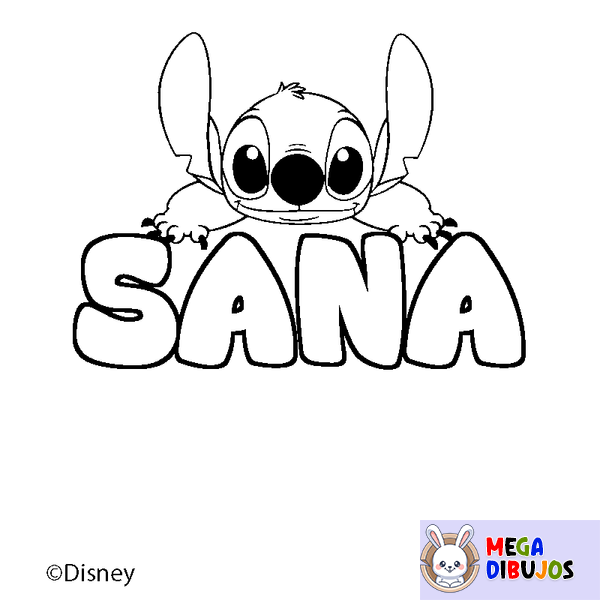 Coloraci&oacute;n del nombre SANA - decorado Stitch