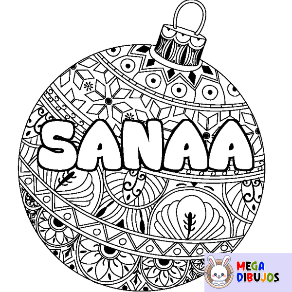 Coloraci&oacute;n del nombre SANAA - decorado bola de Navidad
