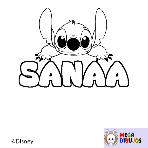 Coloraci&oacute;n del nombre SANAA - decorado Stitch