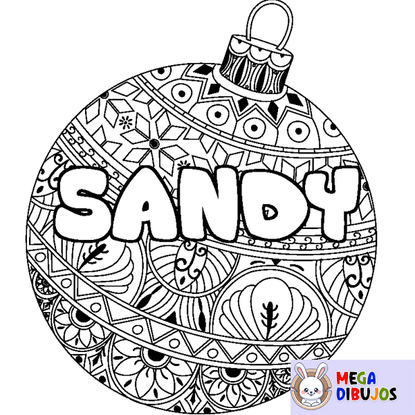 Coloraci&oacute;n del nombre SANDY - decorado bola de Navidad