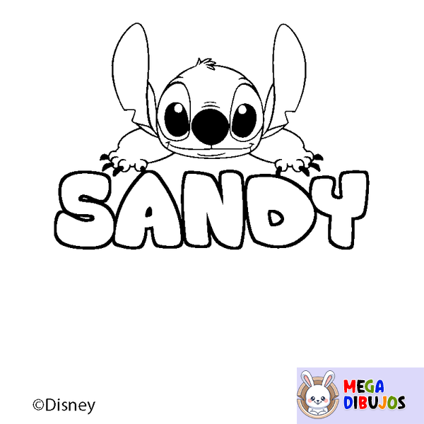 Coloraci&oacute;n del nombre SANDY - decorado Stitch