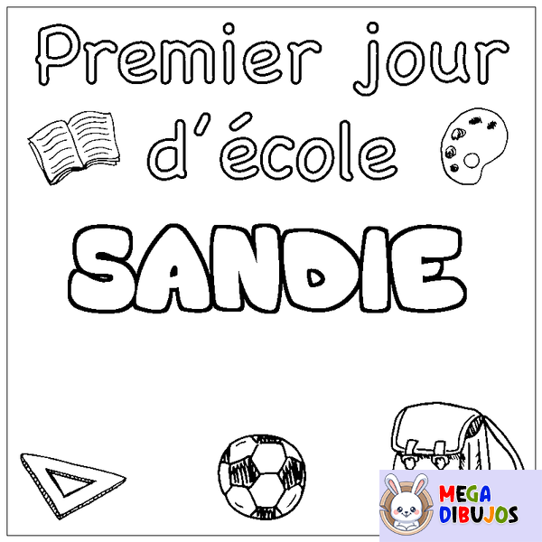 Coloraci&oacute;n del nombre SANDIE - decorado primer d&iacute;a de escuela