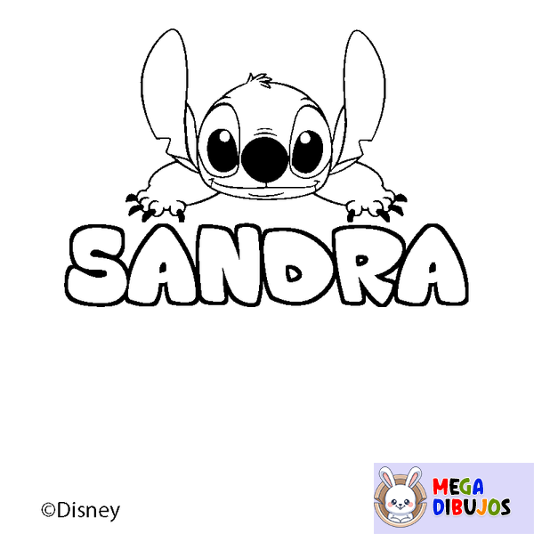 Coloraci&oacute;n del nombre SANDRA - decorado Stitch