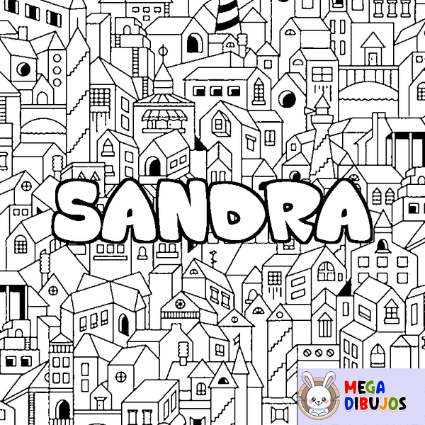 Coloraci&oacute;n del nombre SANDRA - decorado ciudad