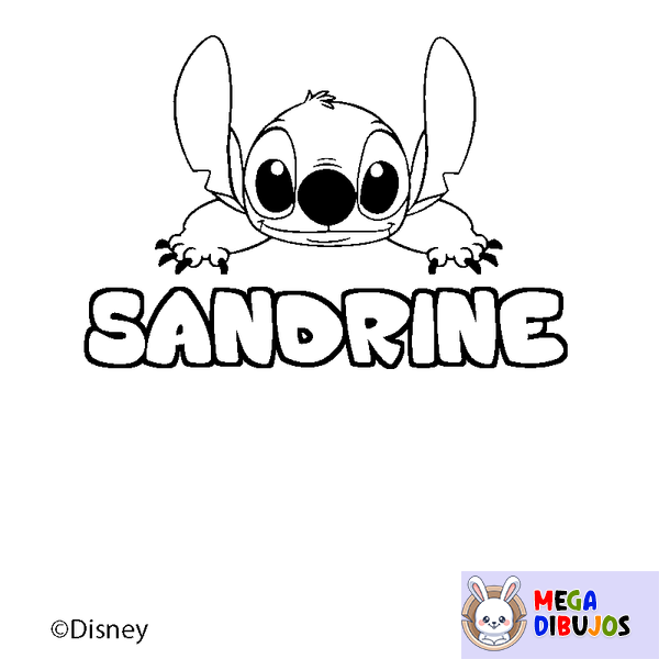 Coloraci&oacute;n del nombre SANDRINE - decorado Stitch