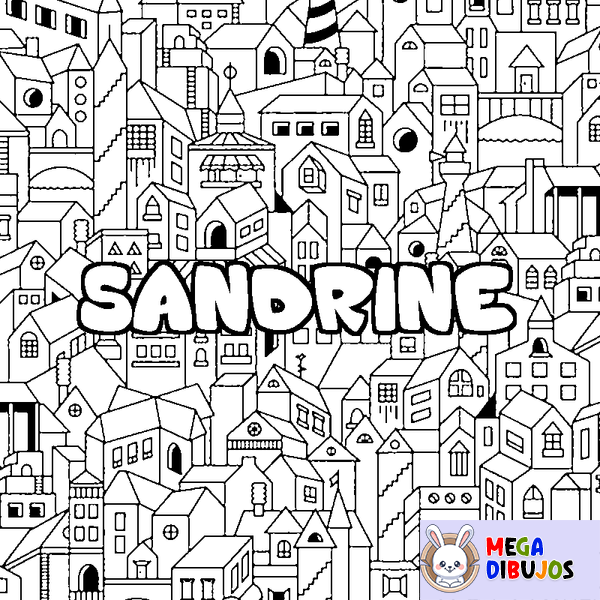 Coloraci&oacute;n del nombre SANDRINE - decorado ciudad