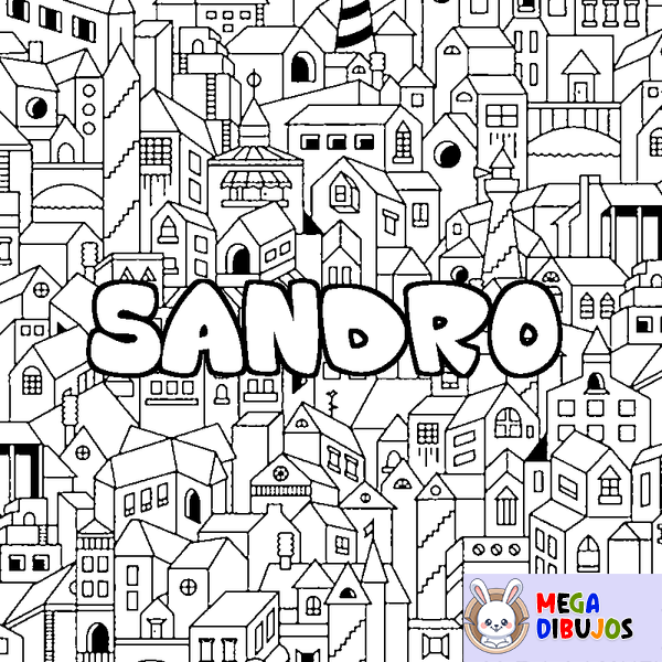 Coloraci&oacute;n del nombre SANDRO - decorado ciudad