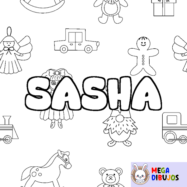 Coloraci&oacute;n del nombre SASHA - decorado juguetes