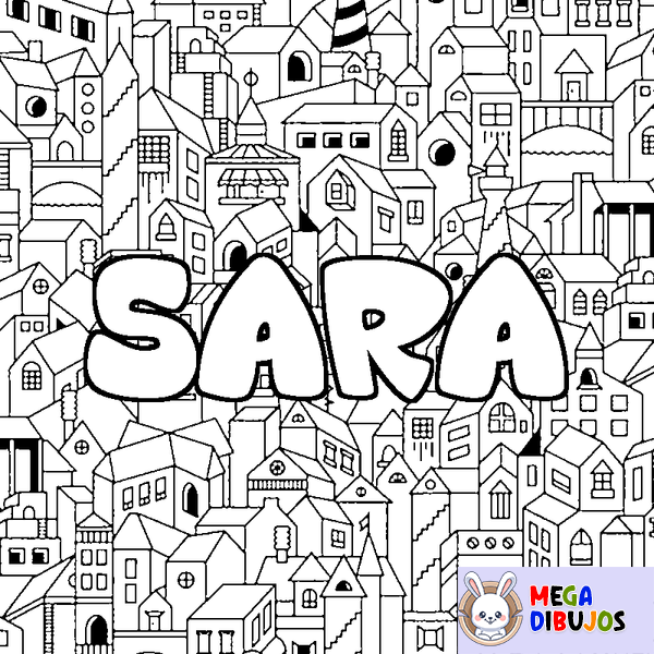 Coloraci&oacute;n del nombre SARA - decorado ciudad