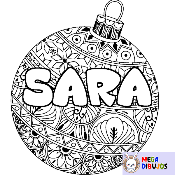 Coloraci&oacute;n del nombre SARA - decorado bola de Navidad
