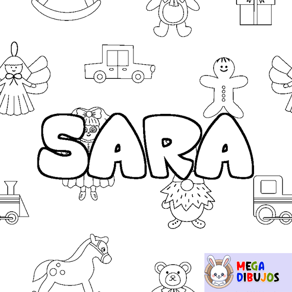 Coloraci&oacute;n del nombre SARA - decorado juguetes