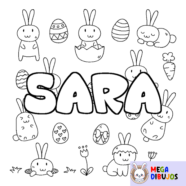 Coloraci&oacute;n del nombre SARA - decorado Pascua