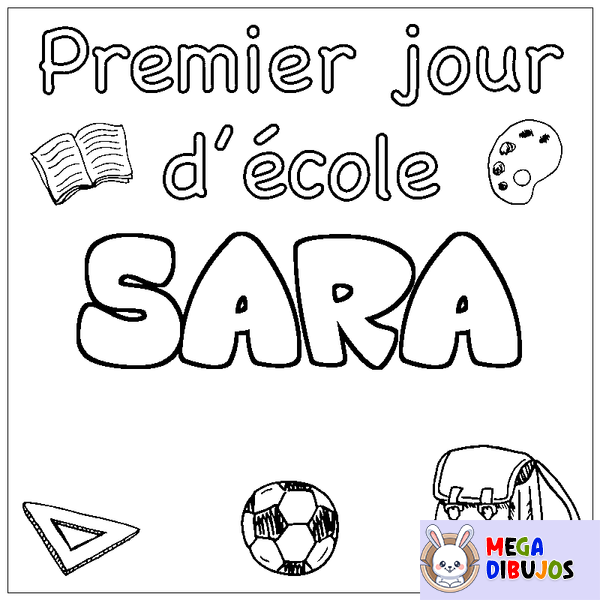 Coloraci&oacute;n del nombre SARA - decorado primer d&iacute;a de escuela