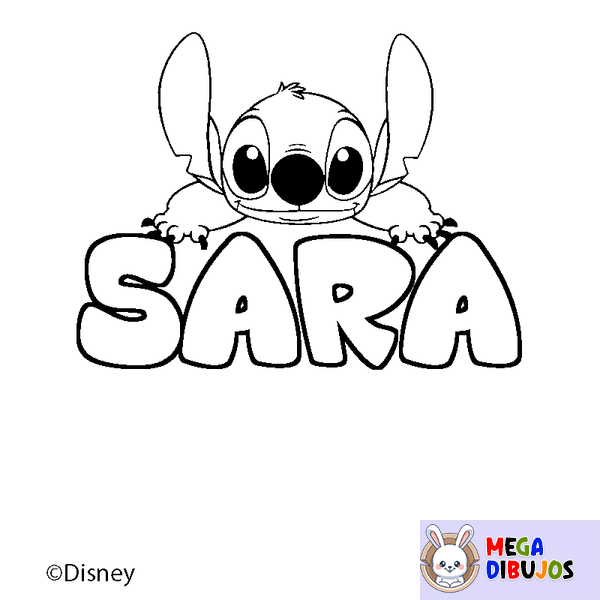 Coloraci&oacute;n del nombre SARA - decorado Stitch