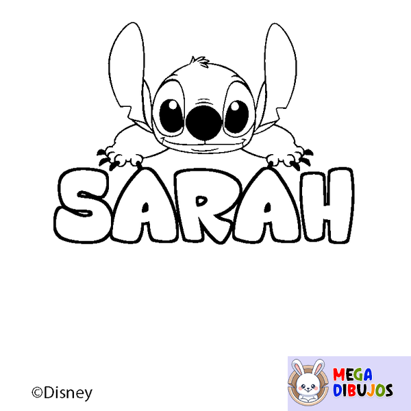 Coloraci&oacute;n del nombre SARAH - decorado Stitch