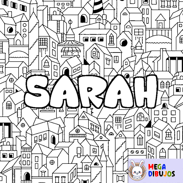 Coloraci&oacute;n del nombre SARAH - decorado ciudad