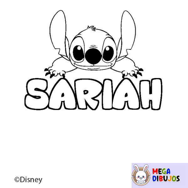 Coloraci&oacute;n del nombre SARIAH - decorado Stitch