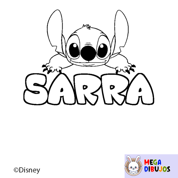 Coloraci&oacute;n del nombre SARRA - decorado Stitch