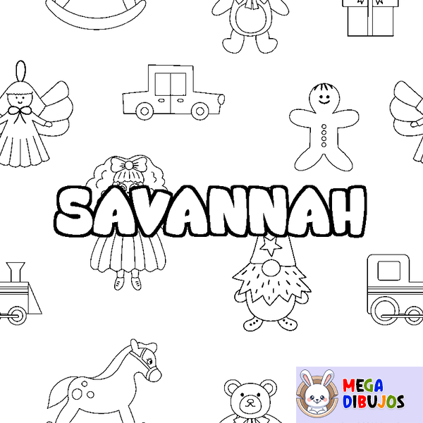Coloraci&oacute;n del nombre SAVANNAH - decorado juguetes