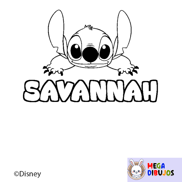 Coloraci&oacute;n del nombre SAVANNAH - decorado Stitch