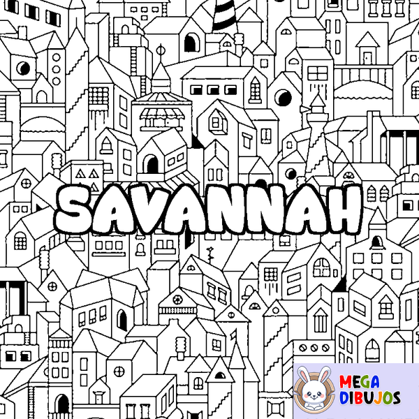 Coloraci&oacute;n del nombre SAVANNAH - decorado ciudad