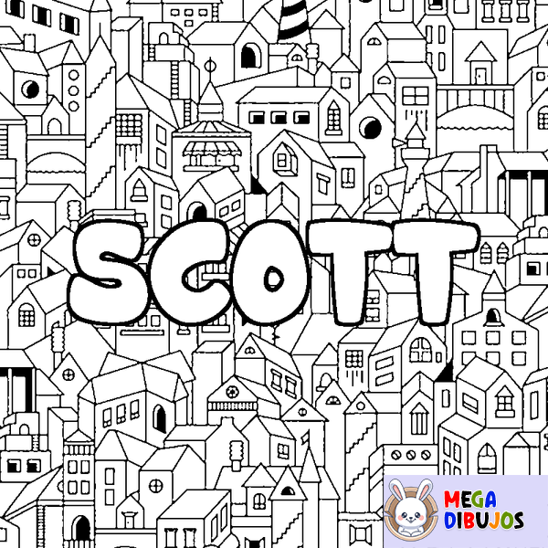 Coloraci&oacute;n del nombre SCOTT - decorado ciudad