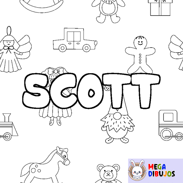 Coloraci&oacute;n del nombre SCOTT - decorado juguetes