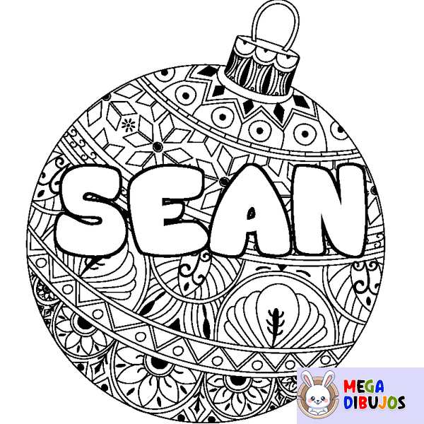 Coloraci&oacute;n del nombre SEAN - decorado bola de Navidad