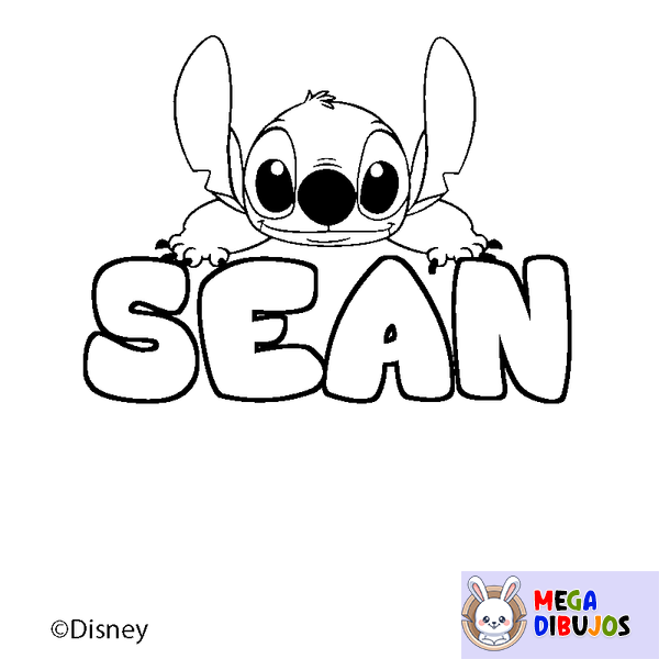 Coloraci&oacute;n del nombre SEAN - decorado Stitch