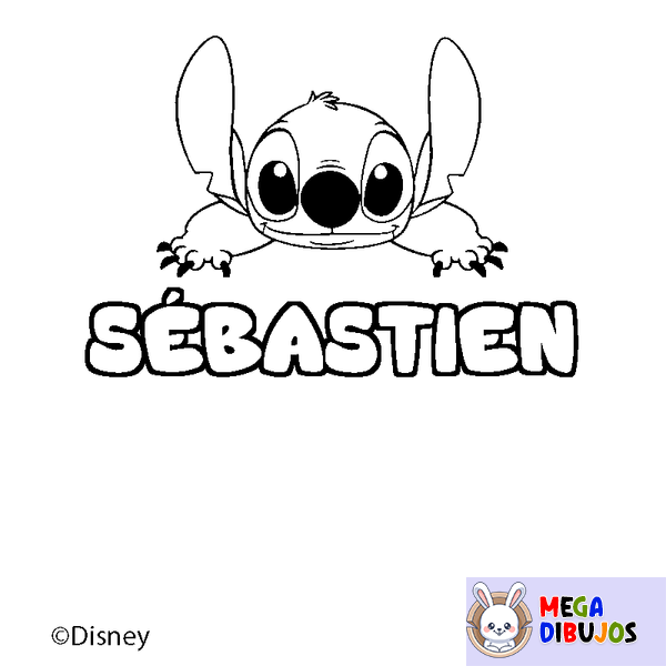 Coloraci&oacute;n del nombre S&Eacute;BASTIEN - decorado Stitch