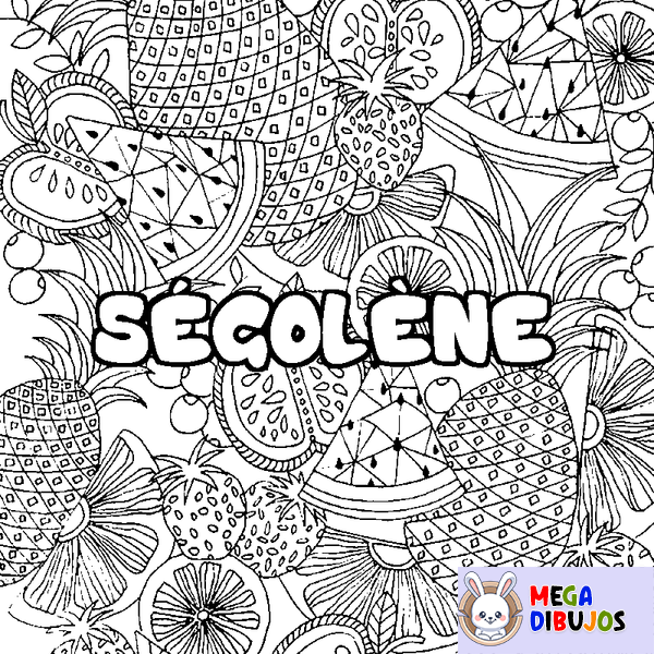 Coloraci&oacute;n del nombre S&Eacute;GOL&Egrave;NE - decorado mandala de frutas