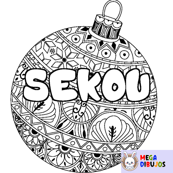 Coloraci&oacute;n del nombre SEKOU - decorado bola de Navidad