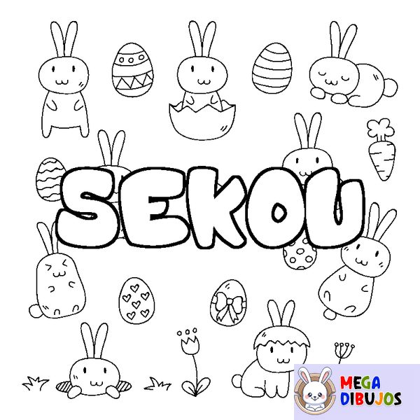 Coloraci&oacute;n del nombre SEKOU - decorado Pascua