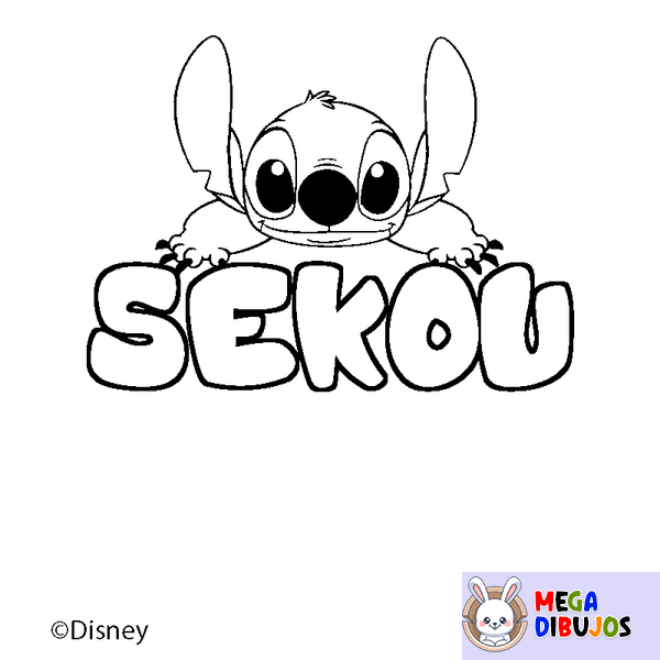 Coloraci&oacute;n del nombre SEKOU - decorado Stitch