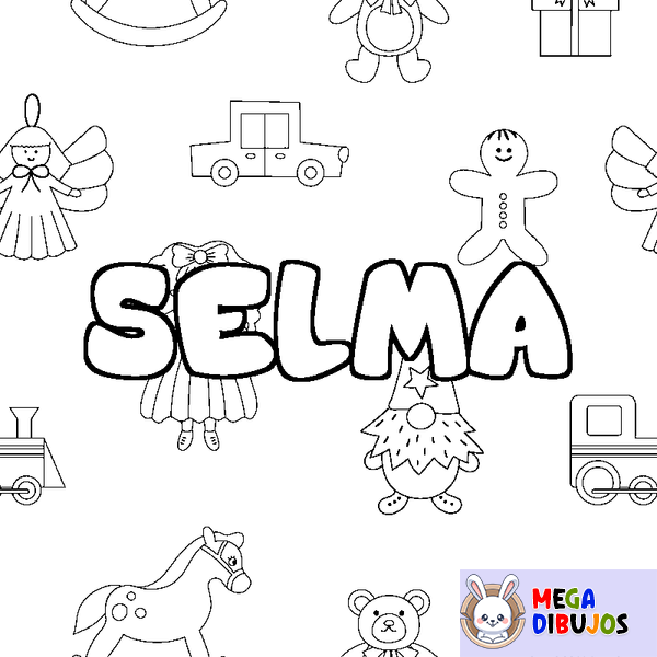 Coloraci&oacute;n del nombre SELMA - decorado juguetes