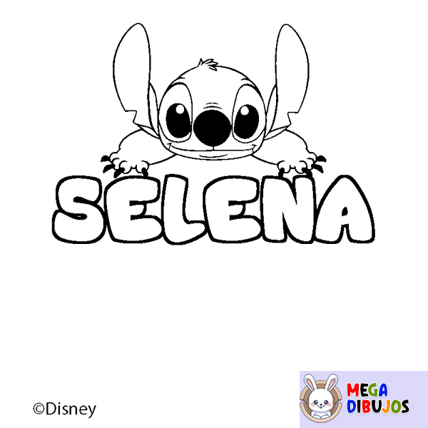 Coloraci&oacute;n del nombre SELENA - decorado Stitch