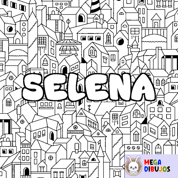 Coloraci&oacute;n del nombre SELENA - decorado ciudad