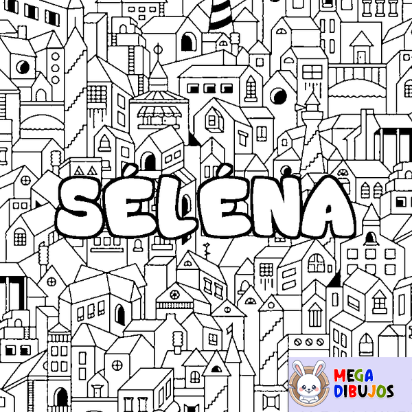 Coloraci&oacute;n del nombre S&Eacute;L&Eacute;NA - decorado ciudad