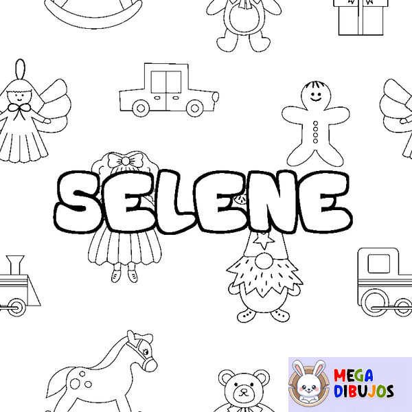 Coloraci&oacute;n del nombre SELENE - decorado juguetes