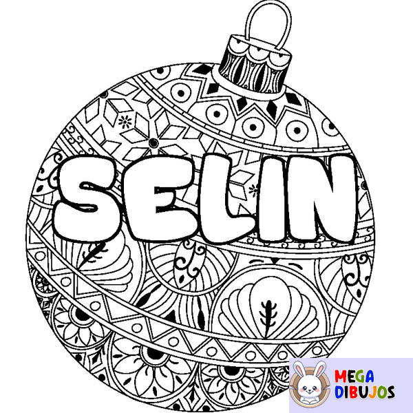 Coloraci&oacute;n del nombre SELIN - decorado bola de Navidad