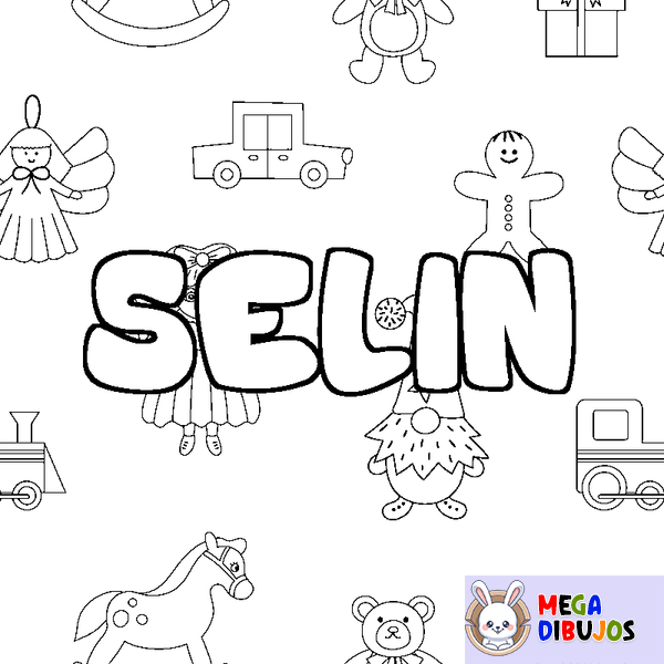 Coloraci&oacute;n del nombre SELIN - decorado juguetes