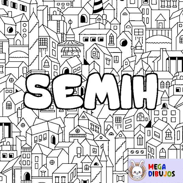 Coloraci&oacute;n del nombre SEMIH - decorado ciudad