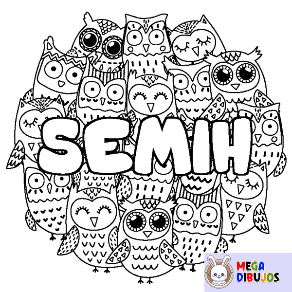 Coloraci&oacute;n del nombre SEMIH - decorado b&uacute;hos