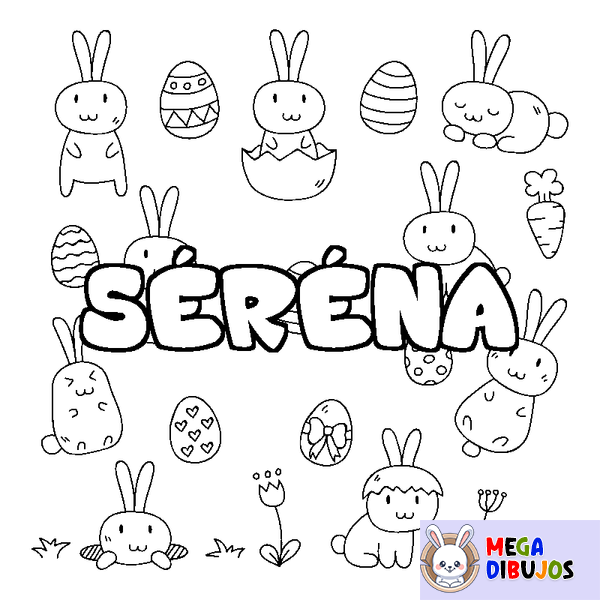 Coloraci&oacute;n del nombre S&Eacute;R&Eacute;NA - decorado Pascua