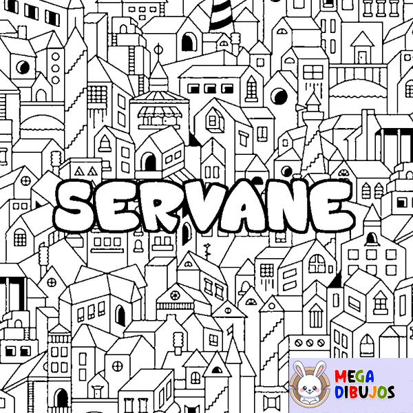 Coloraci&oacute;n del nombre SERVANE - decorado ciudad