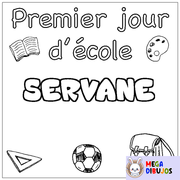 Coloraci&oacute;n del nombre SERVANE - decorado primer d&iacute;a de escuela