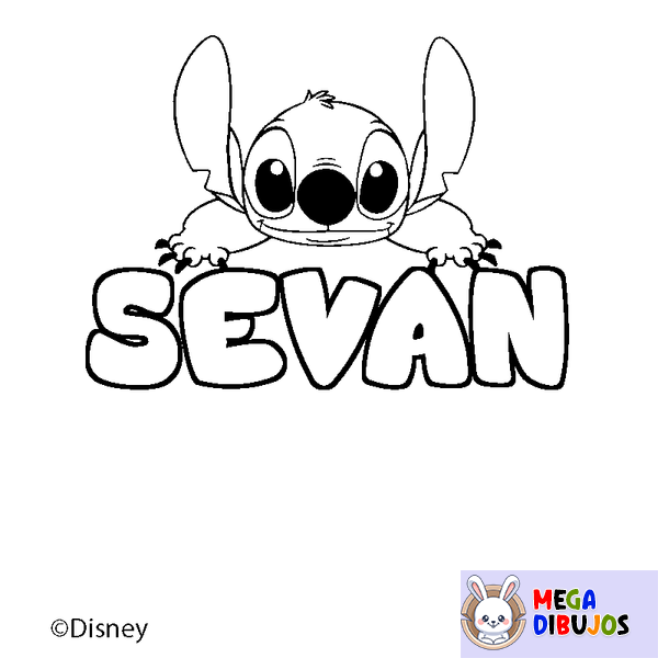 Coloraci&oacute;n del nombre SEVAN - decorado Stitch