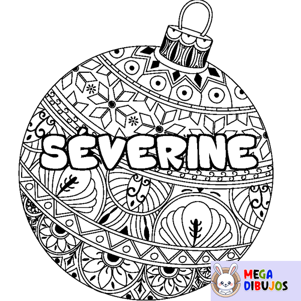 Coloraci&oacute;n del nombre S&Eacute;VERINE - decorado bola de Navidad