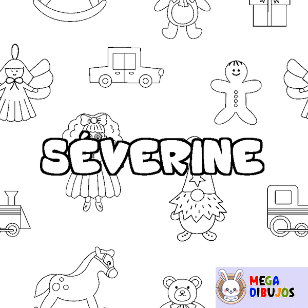 Coloraci&oacute;n del nombre S&Eacute;VERINE - decorado juguetes