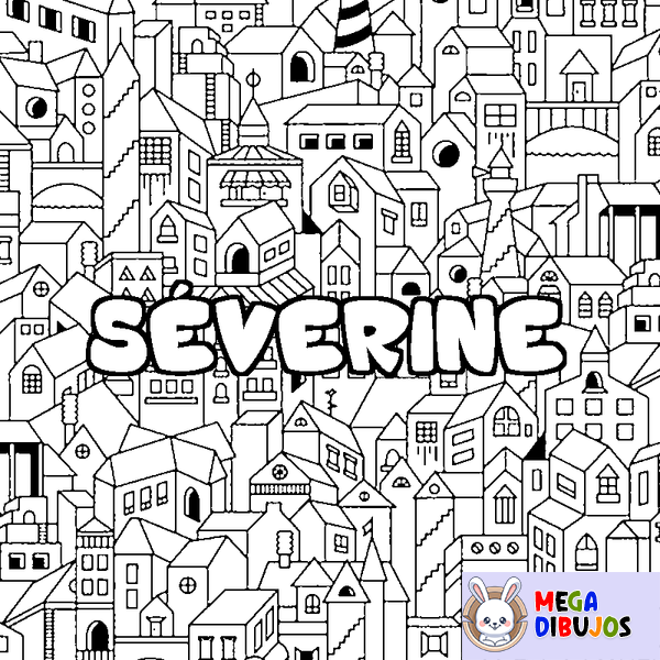Coloraci&oacute;n del nombre S&Eacute;VERINE - decorado ciudad